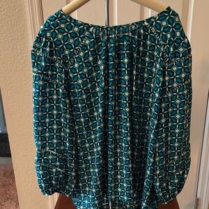 LOFT Teal Geometric Blouse
